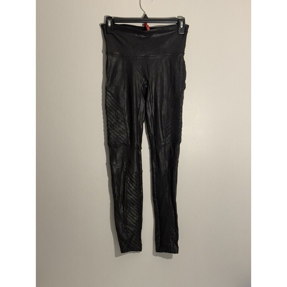 Spanx by Sara Blakely Women's Black Leggings Faux Leather Black Sz M